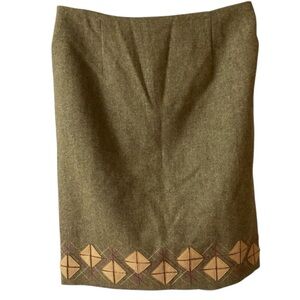 EUC Ann Taylor Loft Skirt, Mini, Wool, Rayon, Corpcore, Pencil, Sz 6, Suede, Geo